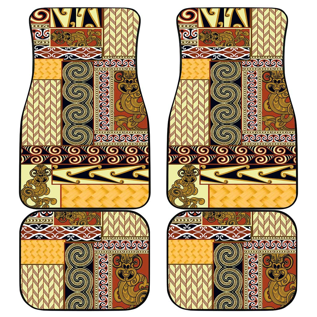 Yellow Aotearoa Kowhaiwhai Pattern Car Mats NZ Maori Quilt Style