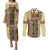 Yellow Aotearoa Kowhaiwhai Pattern Couples Matching Puletasi and Long Sleeve Button Shirt NZ Maori Quilt Style