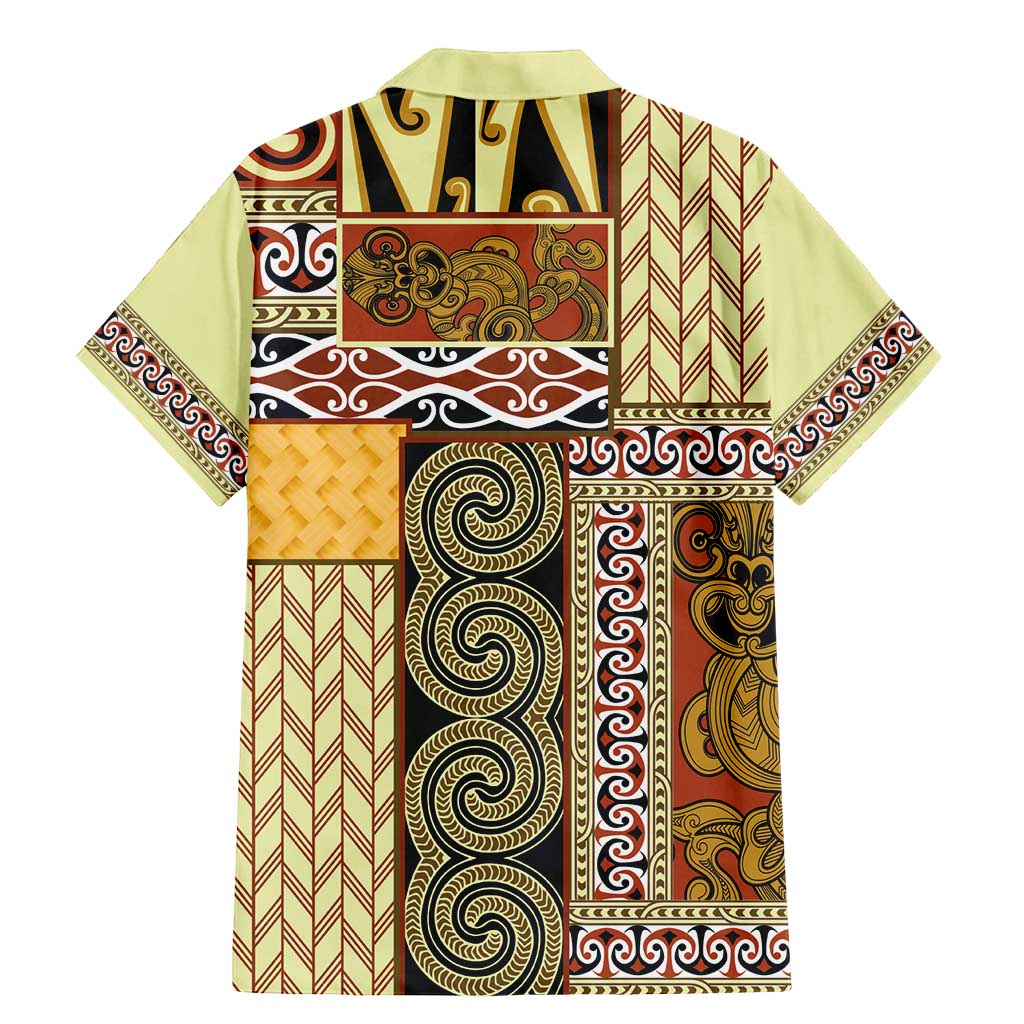 Yellow Aotearoa Kowhaiwhai Pattern Family Matching Mermaid Dress and Hawaiian Shirt NZ Maori Quilt Style