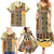 Yellow Aotearoa Kowhaiwhai Pattern Family Matching Summer Maxi Dress and Hawaiian Shirt NZ Maori Quilt Style