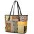 Yellow Aotearoa Kowhaiwhai Pattern Leather Tote Bag NZ Maori Quilt Style