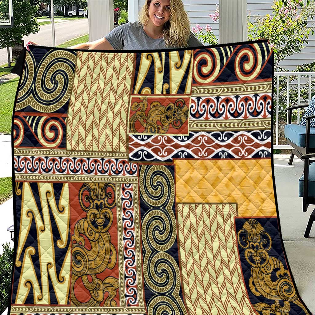 Yellow Aotearoa Kowhaiwhai Pattern Quilt NZ Maori Quilt Style