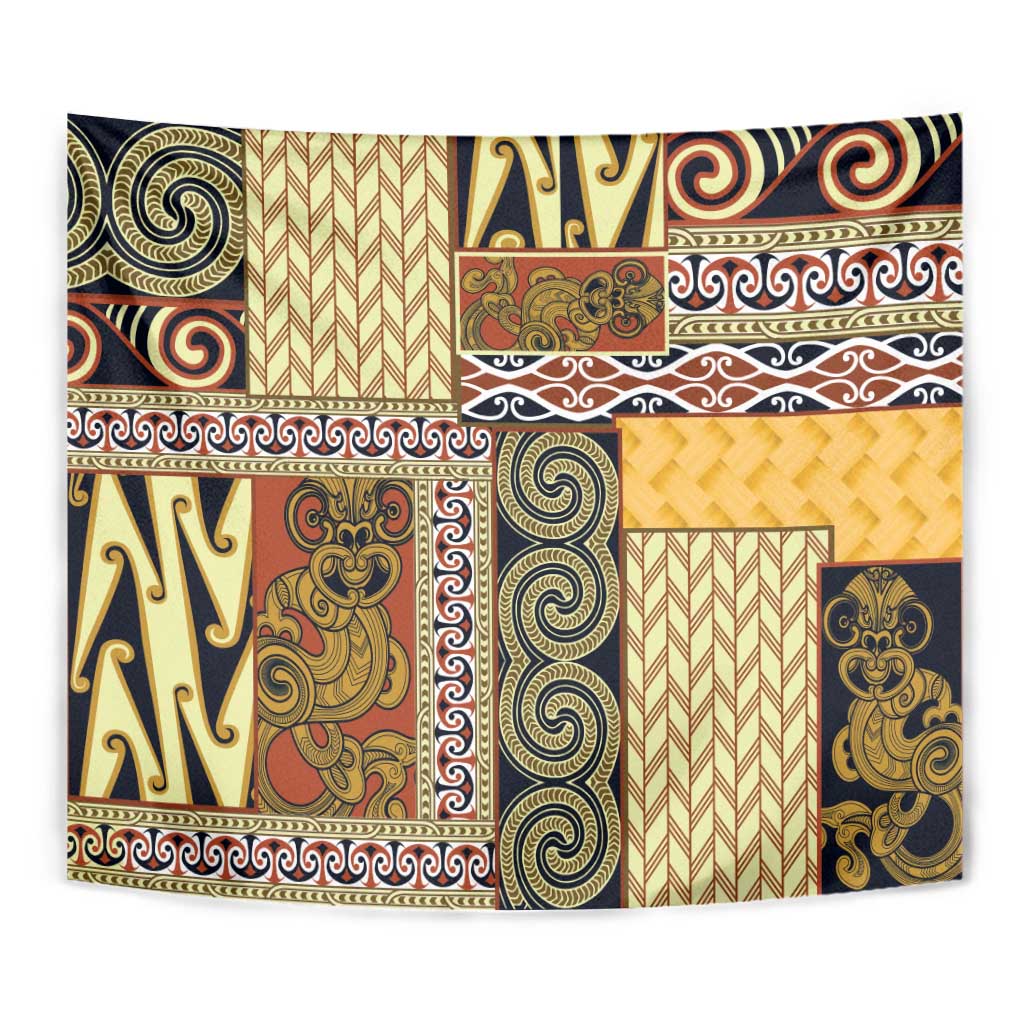 Yellow Aotearoa Kowhaiwhai Pattern Tapestry NZ Maori Quilt Style