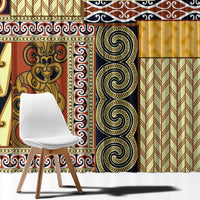 Yellow Aotearoa Kowhaiwhai Pattern Window Curtain NZ Maori Quilt Style