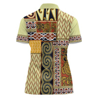 Yellow Aotearoa Kowhaiwhai Pattern Women Polo Shirt NZ Maori Quilt Style