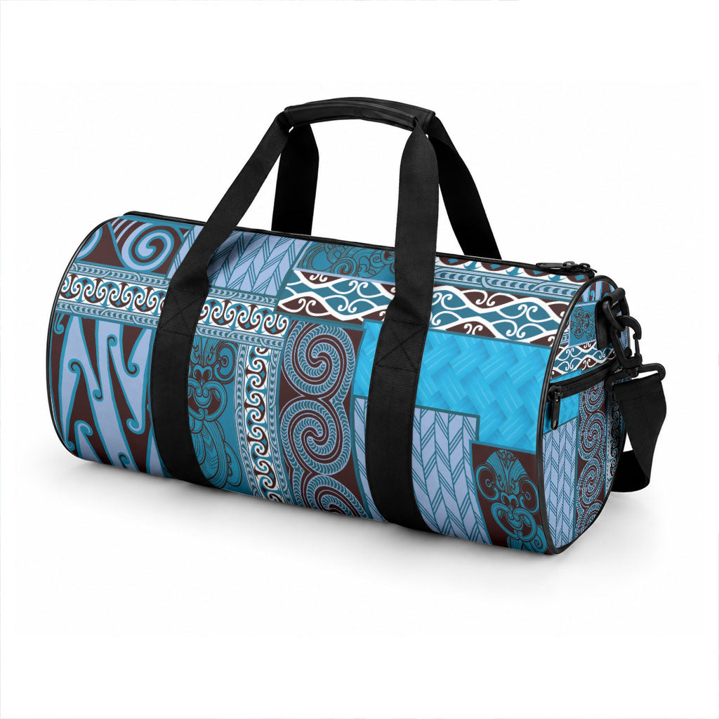Blue Aotearoa Kowhaiwhai Pattern Duffle Bag NZ Maori Quilt Style LT14 - Polynesian Pride