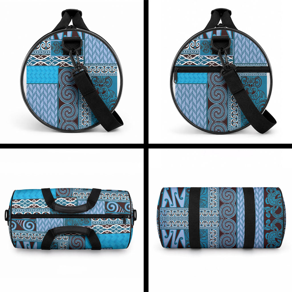 Blue Aotearoa Kowhaiwhai Pattern Duffle Bag NZ Maori Quilt Style LT14 - Polynesian Pride