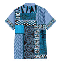 Blue Aotearoa Kowhaiwhai Pattern Family Matching Mermaid Dress and Hawaiian Shirt NZ Maori Quilt Style