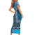 Blue Aotearoa Kowhaiwhai Pattern Family Matching Short Sleeve Bodycon Dress and Hawaiian Shirt NZ Maori Quilt Style