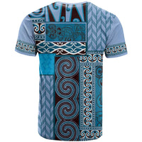 Blue Aotearoa Kowhaiwhai Pattern T Shirt NZ Maori Quilt Style