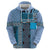 Blue Aotearoa Kowhaiwhai Pattern Zip Hoodie NZ Maori Quilt Style