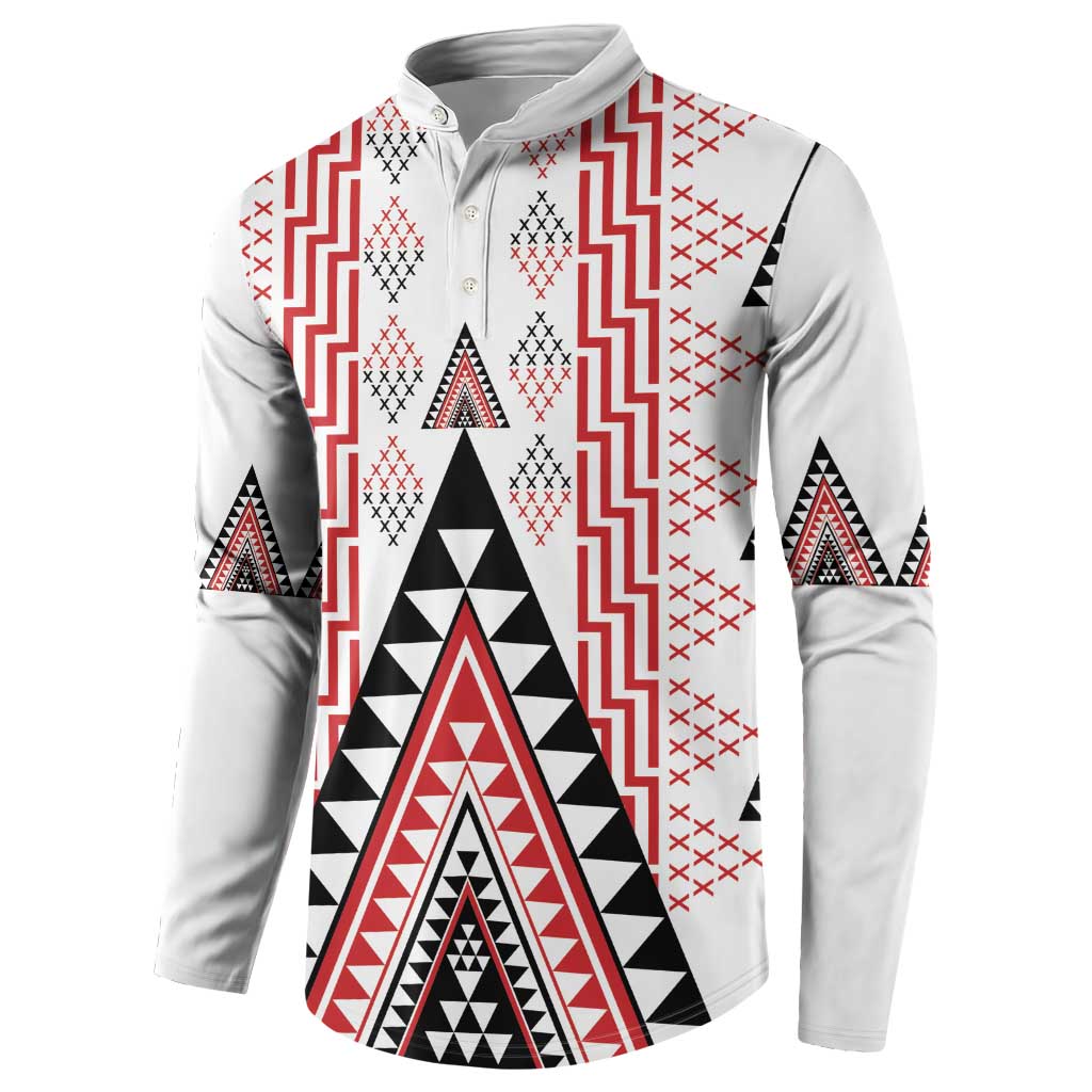 Aotearoa Taniko Button Sweatshirt Niho Taniwha Purapura Whetu Mix Poutama LT14 - Polynesian Pride