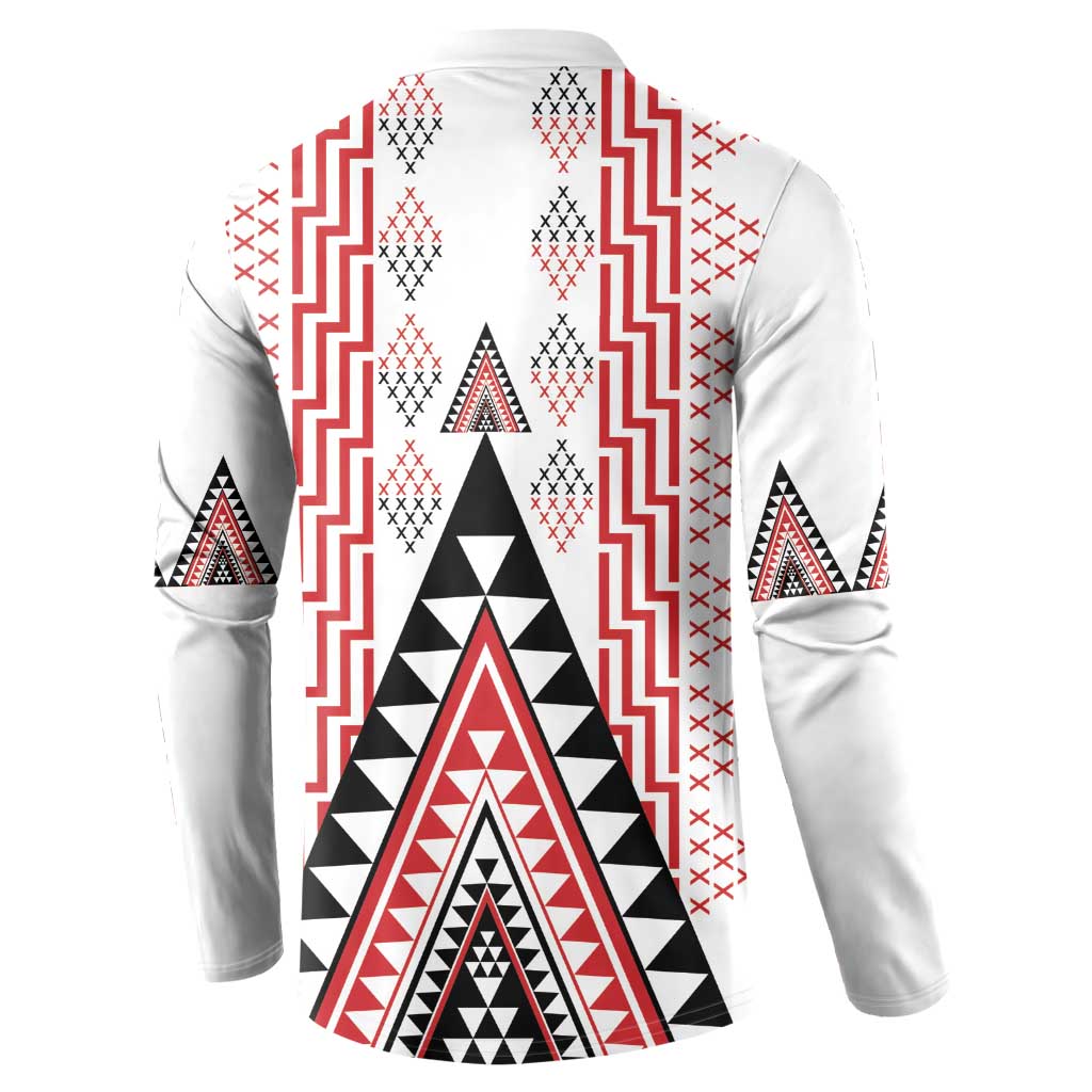 Aotearoa Taniko Button Sweatshirt Niho Taniwha Purapura Whetu Mix Poutama LT14 - Polynesian Pride