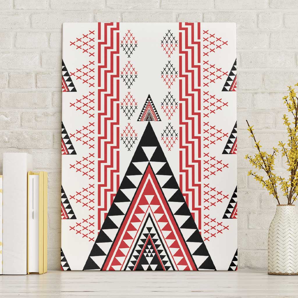 Aotearoa Taniko Canvas Wall Art Niho Taniwha Purapura Whetu Mix Poutama LT14 Without Frame White - Polynesian Pride