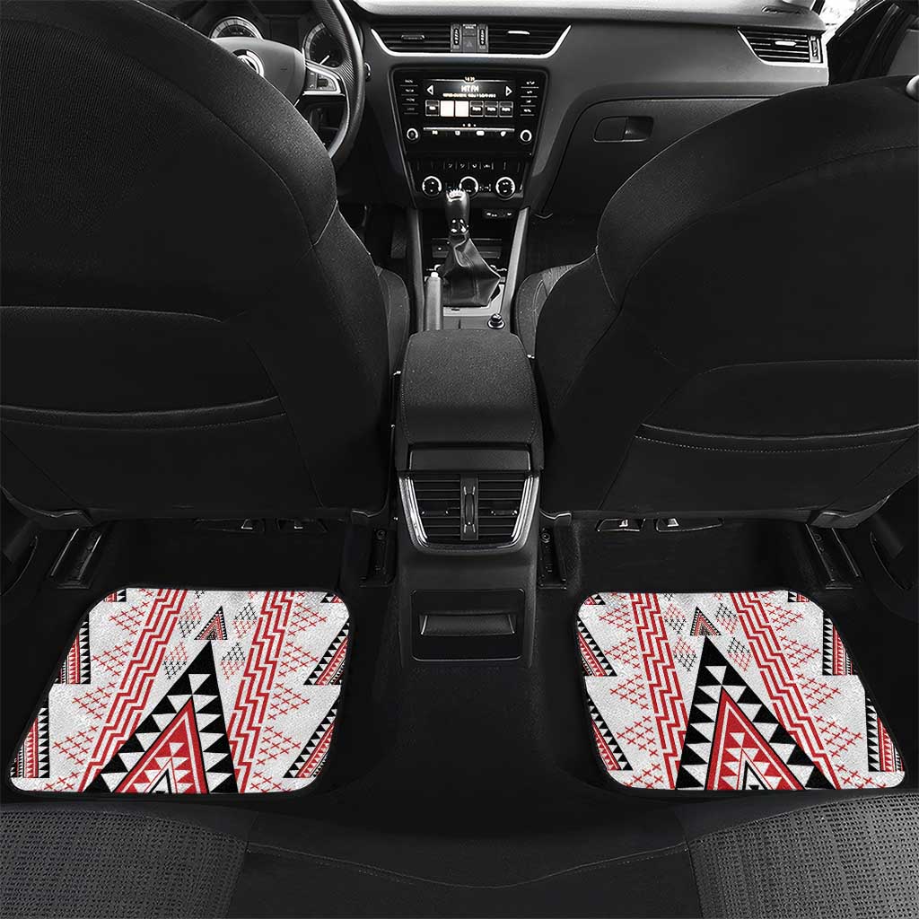 Aotearoa Taniko Car Mats Niho Taniwha Purapura Whetu Mix Poutama LT14 Set 2pcs - Back White - Polynesian Pride