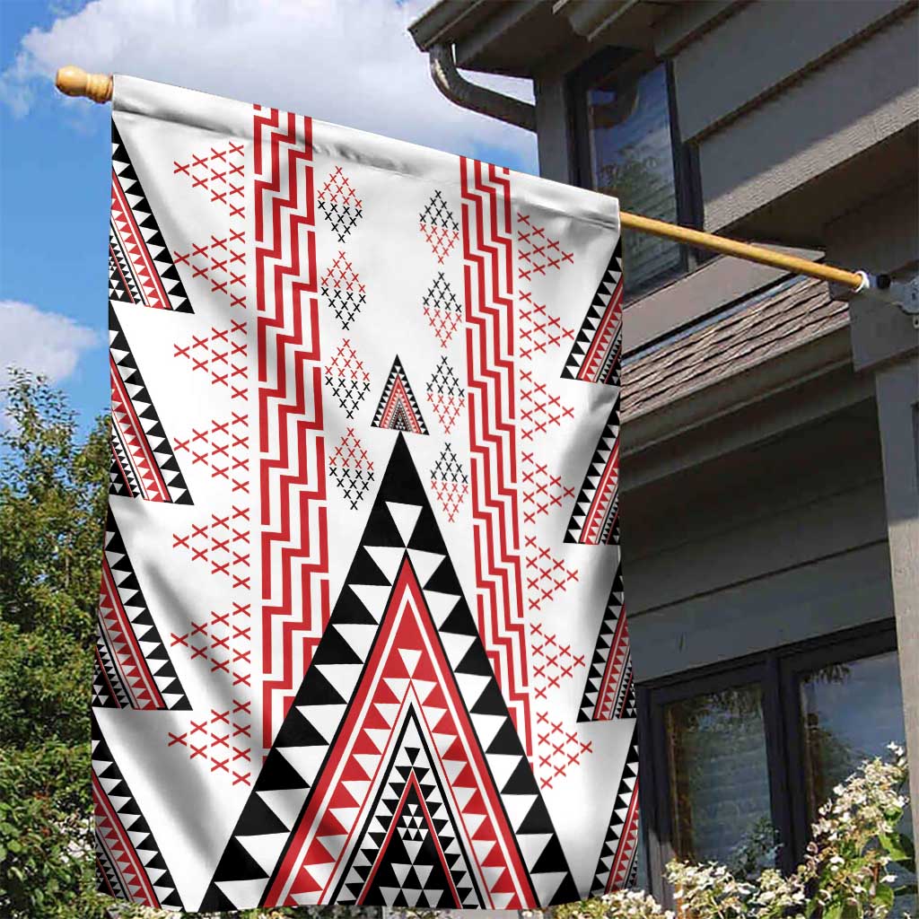 Aotearoa Taniko Garden Flag Niho Taniwha Purapura Whetu Mix Poutama LT14 - Polynesian Pride