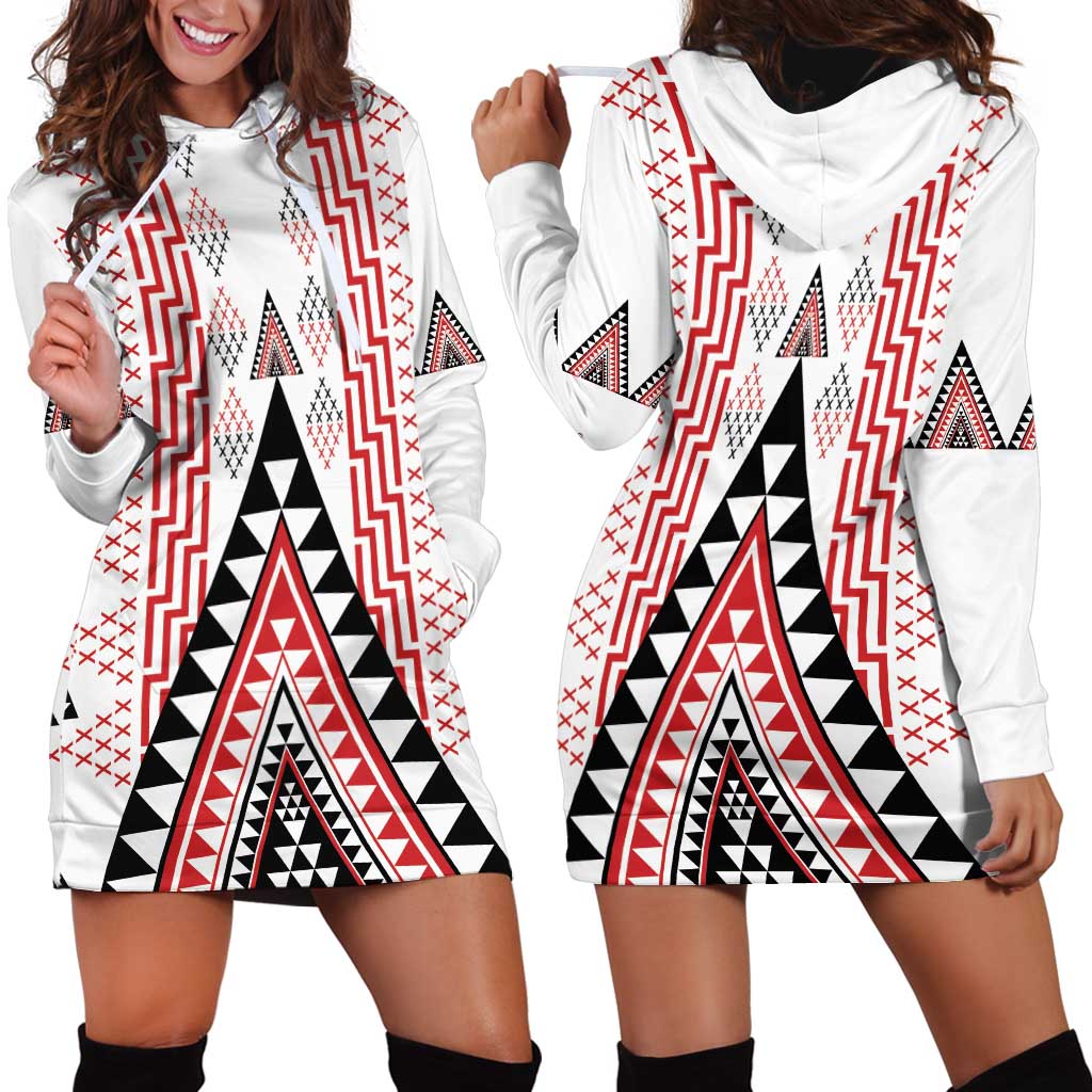 Aotearoa Taniko Hoodie Dress Niho Taniwha Purapura Whetu Mix Poutama LT14 - Polynesian Pride