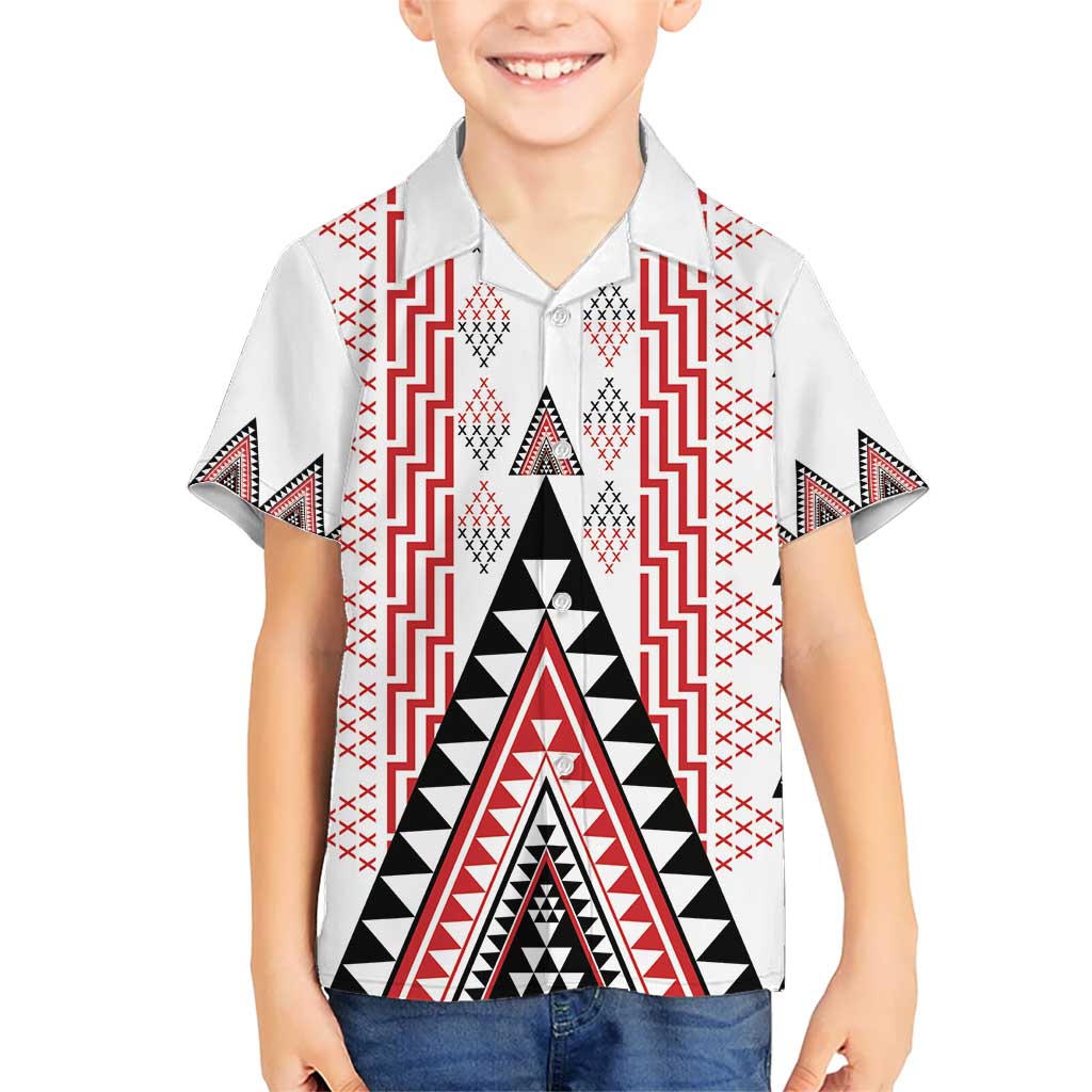 Aotearoa Taniko Kid Hawaiian Shirt Niho Taniwha Purapura Whetu Mix Poutama