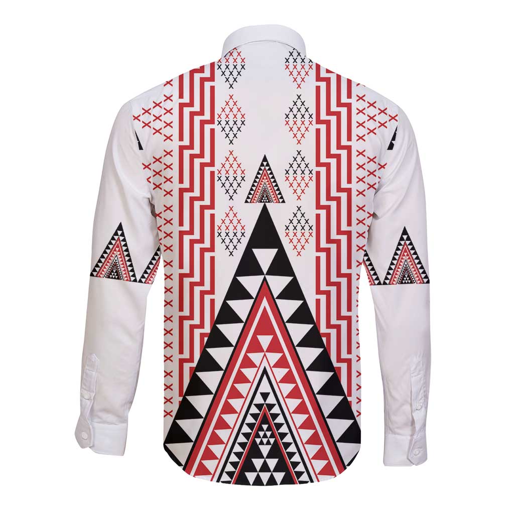 Aotearoa Taniko Long Sleeve Button Shirt Niho Taniwha Purapura Whetu Mix Poutama LT14 - Polynesian Pride