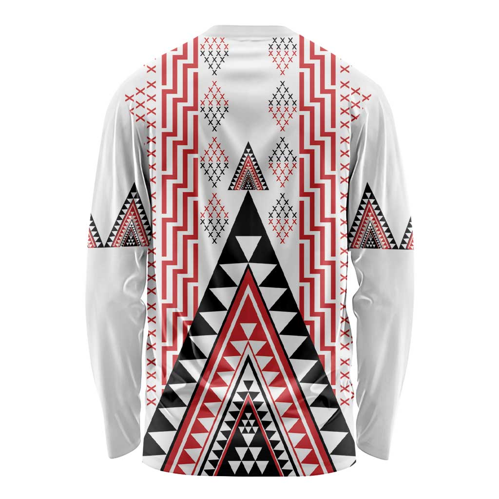Aotearoa Taniko Long Sleeve Shirt Niho Taniwha Purapura Whetu Mix Poutama LT14 - Polynesian Pride