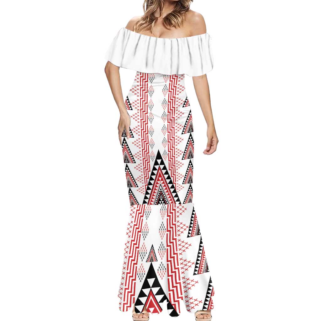 Aotearoa Taniko Mermaid Dress Niho Taniwha Purapura Whetu Mix Poutama