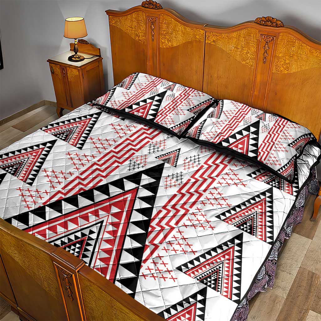 Aotearoa Taniko Quilt Bed Set Niho Taniwha Purapura Whetu Mix Poutama LT14 - Polynesian Pride