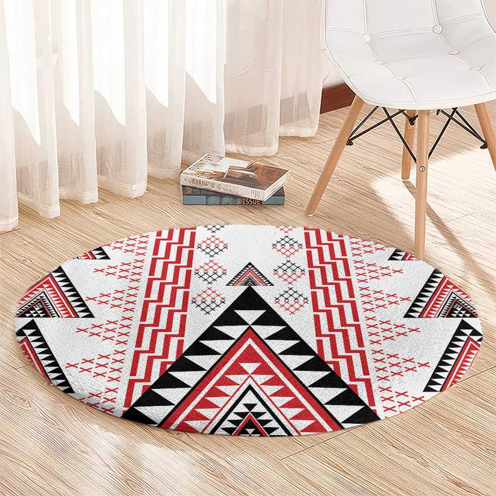 Aotearoa Taniko Round Carpet Niho Taniwha Purapura Whetu Mix Poutama