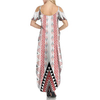 Aotearoa Taniko Summer Maxi Dress Niho Taniwha Purapura Whetu Mix Poutama LT14 - Polynesian Pride