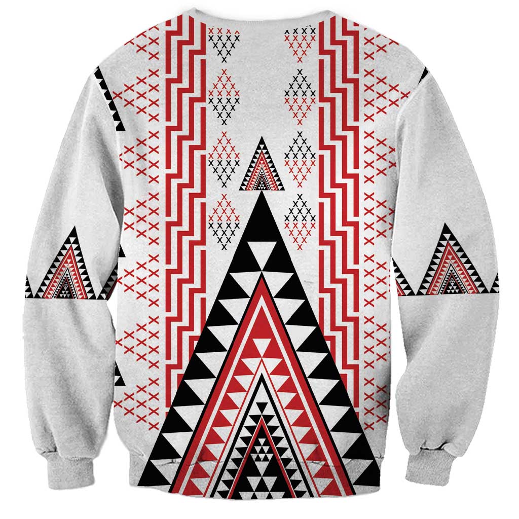Aotearoa Taniko Sweatshirt Niho Taniwha Purapura Whetu Mix Poutama LT14 - Polynesian Pride
