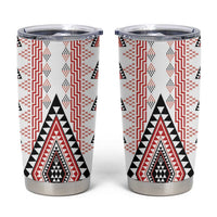 Aotearoa Taniko Tumbler Cup Niho Taniwha Purapura Whetu Mix Poutama LT14 White - Polynesian Pride