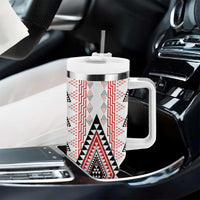 Aotearoa Taniko Tumbler With Handle Niho Taniwha Purapura Whetu Mix Poutama LT14 - Polynesian Pride