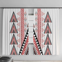 Aotearoa Taniko Window Curtain Niho Taniwha Purapura Whetu Mix Poutama LT14 With Hooks White - Polynesian Pride