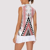 Aotearoa Taniko Women Sleeveless Polo Shirt Niho Taniwha Purapura Whetu Mix Poutama