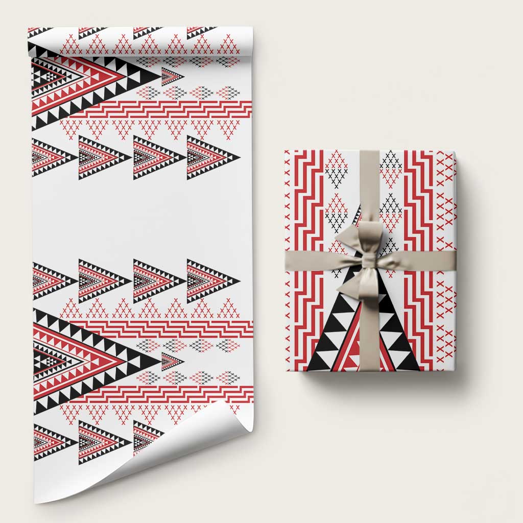 Aotearoa Taniko Wrapping Paper Niho Taniwha Purapura Whetu Mix Poutama LT14 58" × 23" White - Polynesian Pride
