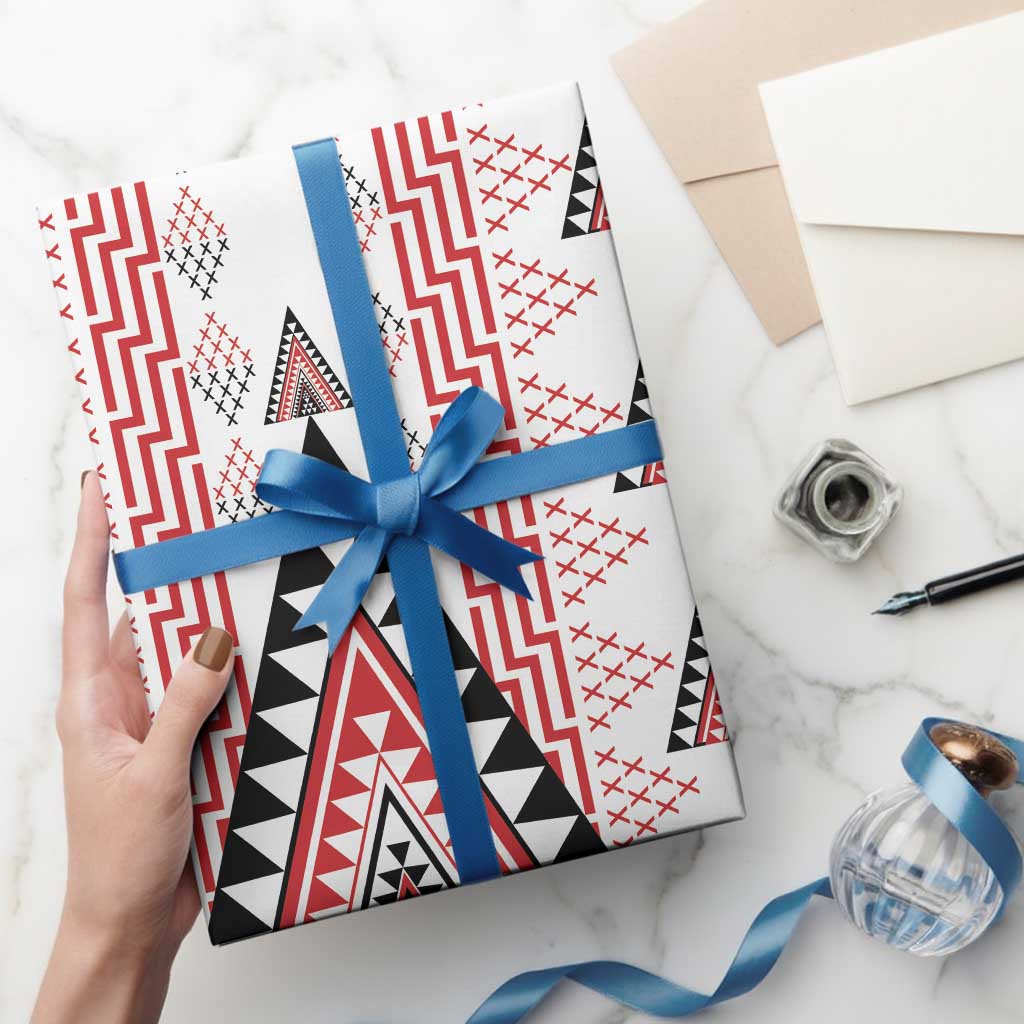 Aotearoa Taniko Wrapping Paper Niho Taniwha Purapura Whetu Mix Poutama LT14 - Polynesian Pride