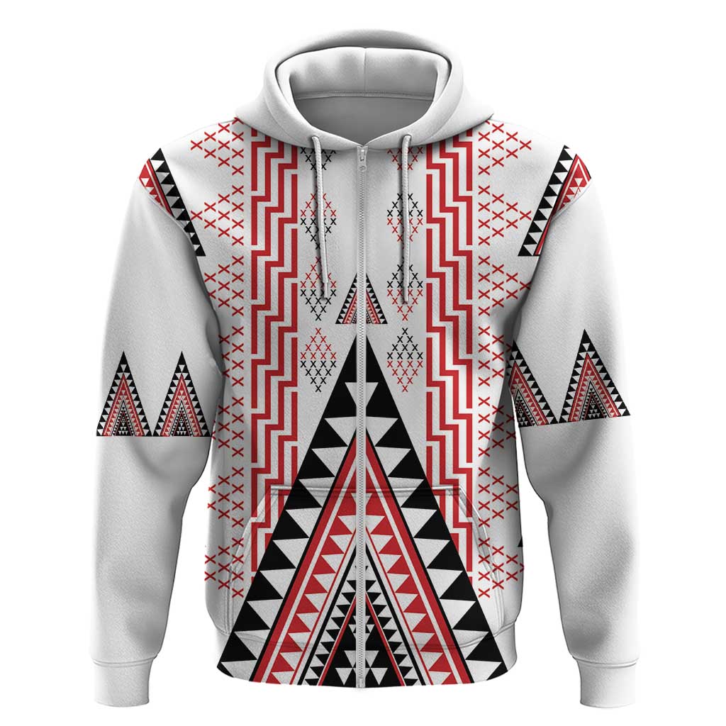 Aotearoa Taniko Zip Hoodie Niho Taniwha Purapura Whetu Mix Poutama