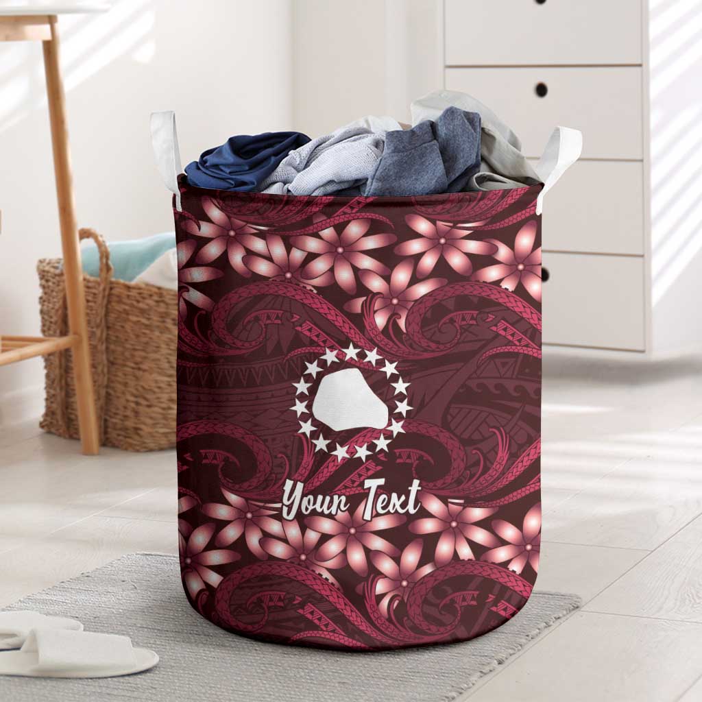 Personalised Cook Islands Mangaia Laundry Basket Tiare Maori Polynesian Waves Tattoo