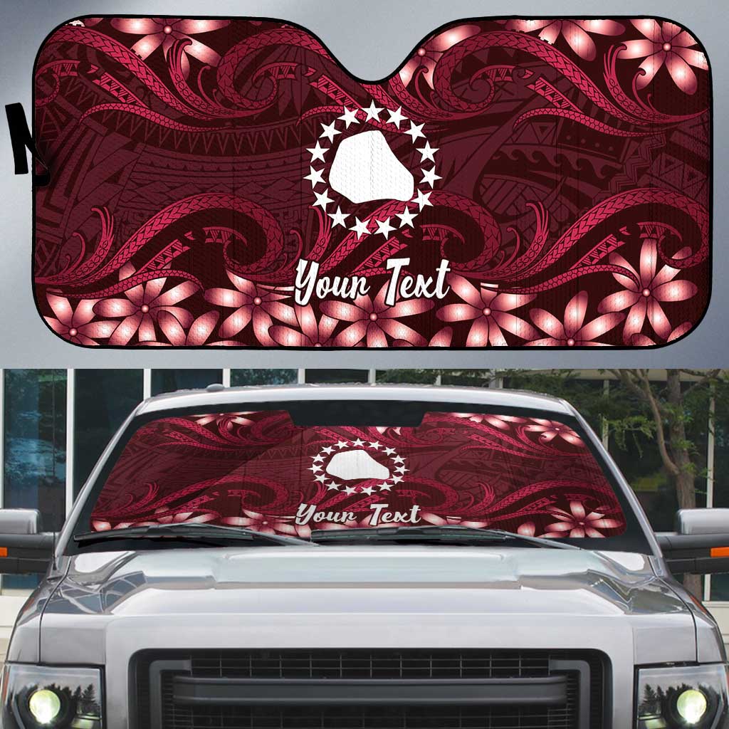 Personalised Cook Islands Mangaia Auto Sun Shade Tiare Maori Polynesian Waves Tattoo