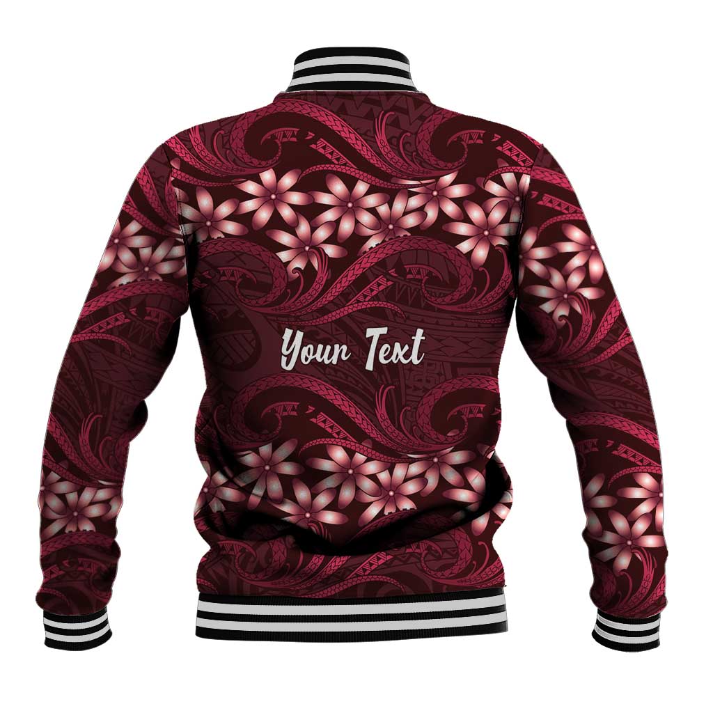 Personalised Cook Islands Mangaia Baseball Jacket Tiare Maori Polynesian Waves Tattoo LT14 - Polynesian Pride