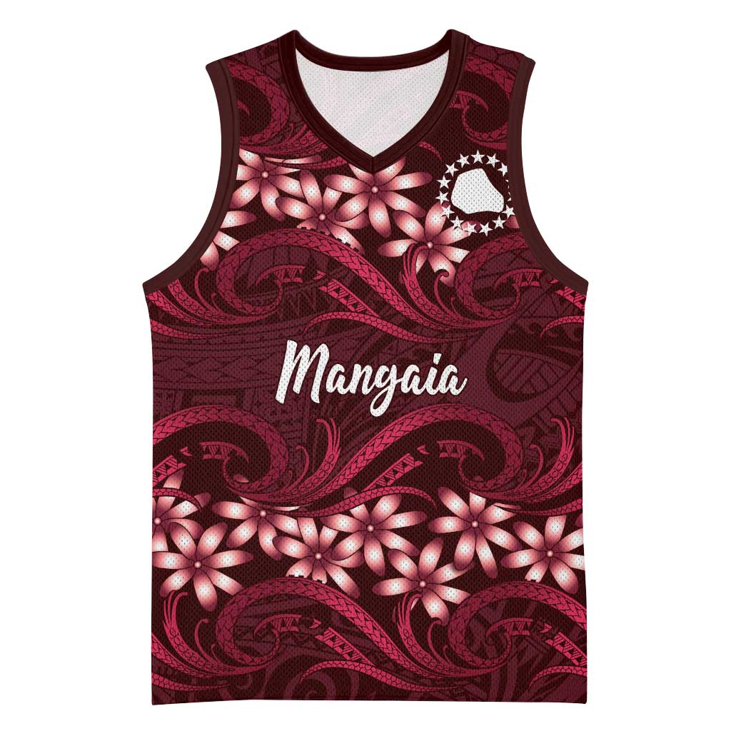 Personalised Cook Islands Mangaia Basketball Jersey Tiare Maori Polynesian Waves Tattoo