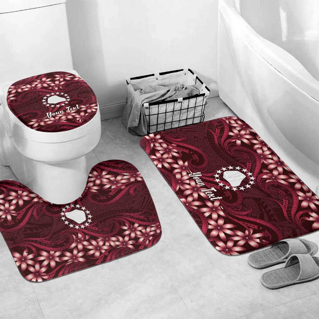 Personalised Cook Islands Mangaia Bathroom Set Tiare Maori Polynesian Waves Tattoo LT14 Mat Set Only (3 pcs) One Size Burgundy - Polynesian Pride