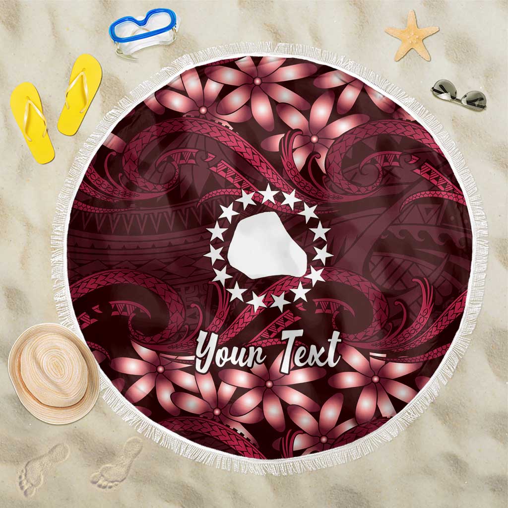 Personalised Cook Islands Mangaia Beach Blanket Tiare Maori Polynesian Waves Tattoo