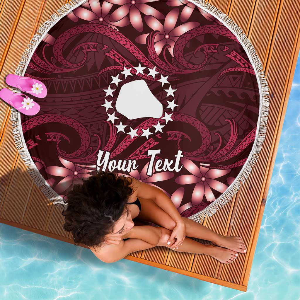 Personalised Cook Islands Mangaia Beach Blanket Tiare Maori Polynesian Waves Tattoo