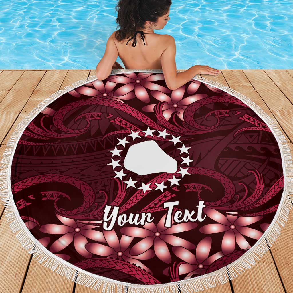 Personalised Cook Islands Mangaia Beach Blanket Tiare Maori Polynesian Waves Tattoo