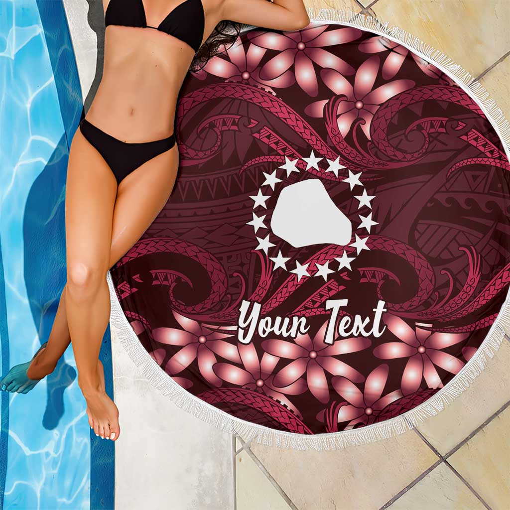 Personalised Cook Islands Mangaia Beach Blanket Tiare Maori Polynesian Waves Tattoo