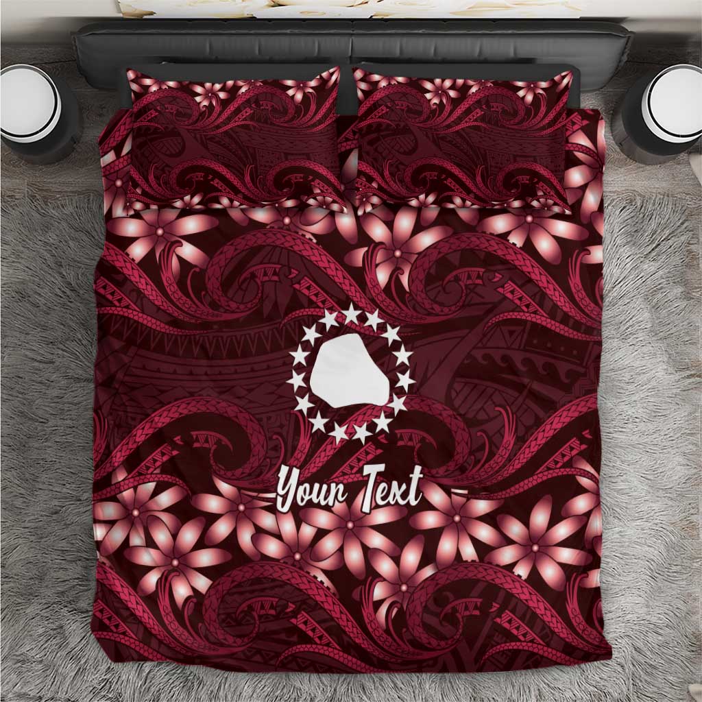 Personalised Cook Islands Mangaia Bedding Set Tiare Maori Polynesian Waves Tattoo