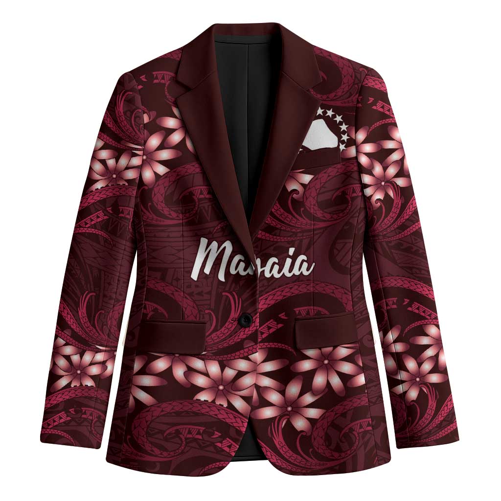 Personalised Cook Islands Mangaia Blazer Tiare Maori Polynesian Waves Tattoo
