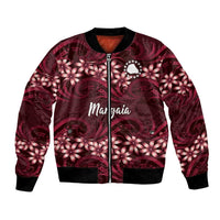 Personalised Cook Islands Mangaia Bomber Jacket Tiare Maori Polynesian Waves Tattoo LT14 Unisex Burgundy - Polynesian Pride