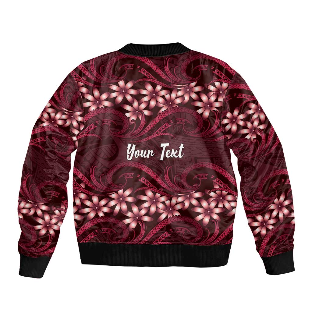 Personalised Cook Islands Mangaia Bomber Jacket Tiare Maori Polynesian Waves Tattoo LT14 - Polynesian Pride