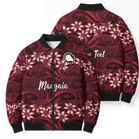 Personalised Cook Islands Mangaia Bomber Puffer Jacket Tiare Maori Polynesian Waves Tattoo LT14 - Polynesian Pride